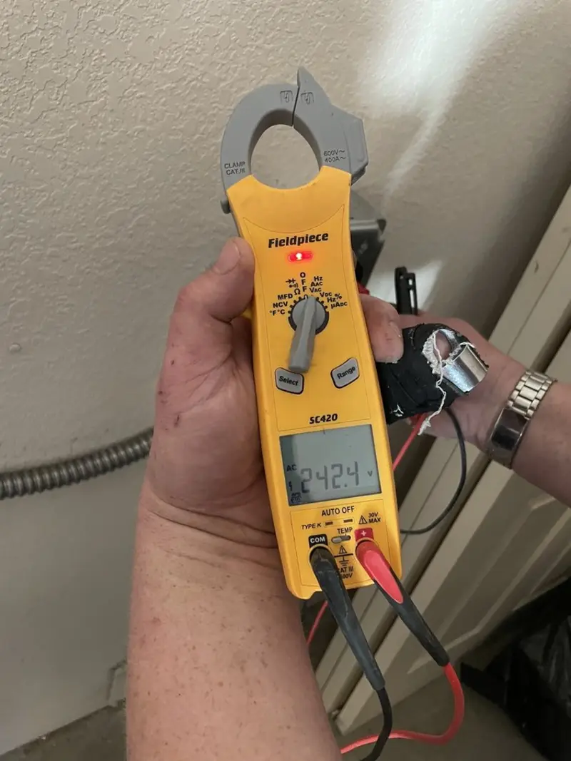 Voltage testing with clamp meter during Aluminum Wiring Replacement in Leisure World